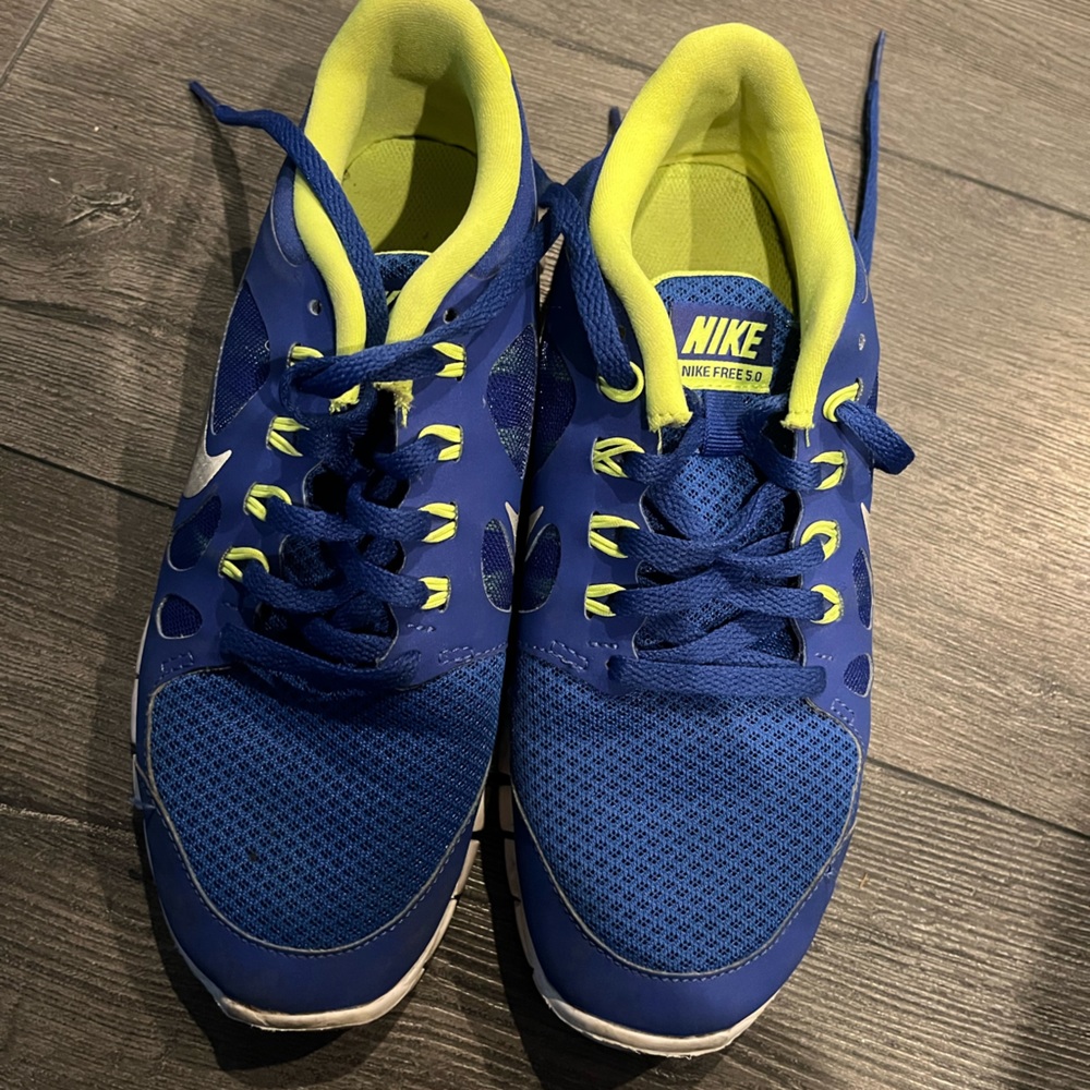 Royal blue/lime green Nike Free 5.0